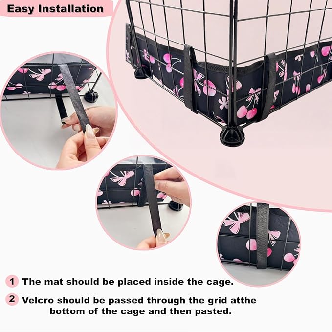 DZWLKJ Guinea Pig Cage Liner,Washable Tarp Bottom Base,Cherry Graphic,48"x60", Reusable for Rabbit, Chinchilla, Hedgehog, Ferret & Other Small Animals.