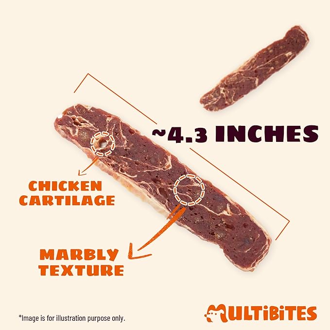 17.6oz Marbly Beef Strips for Dog Jerky Treats - Natural High Protein Beefhide for Dental Chews - Supports Hip & Joint Health - Dog Training Treats for Small & Large Dogs