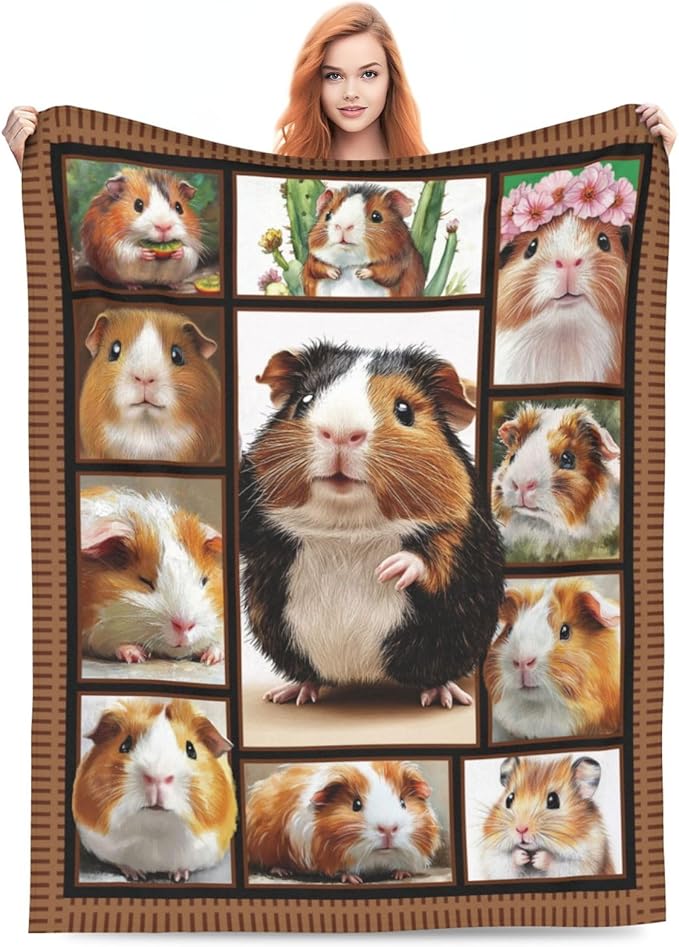 Guinea Pig Blankets, Guinea Pig Throw Blankets, Gifts for Women Men Boys Girls Lover Adult Cozy Fleece Flannel Bedding Stuff Animal Plush for Couch Sofa Bed 50"X40"