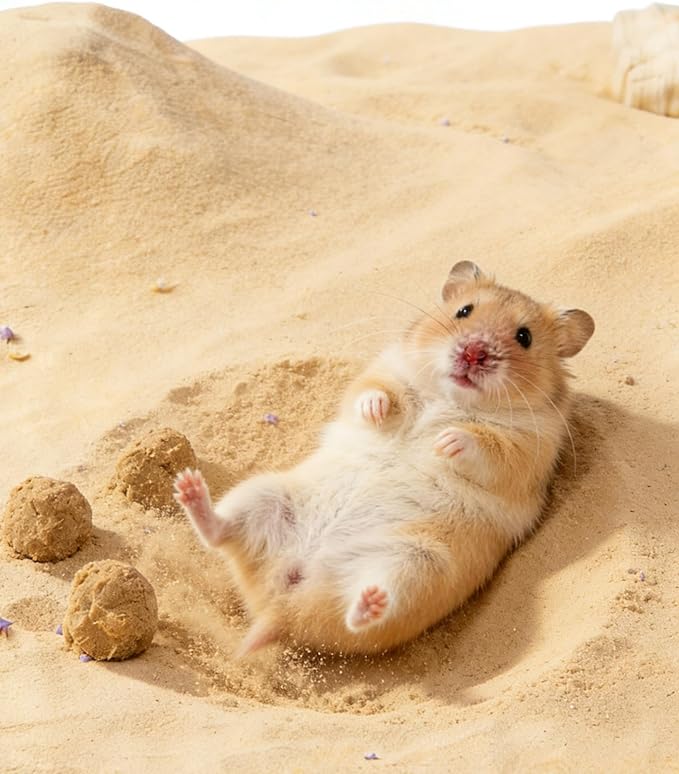 Meow&Woof Hamster Sand, 2.2lbs Chinchilla Dust Bath, 100% Natural Desert Sand for Hamster, Chinchilla, Gerbil, Syrian Mice, Small Animals Bath and Potty Litter, No Dust