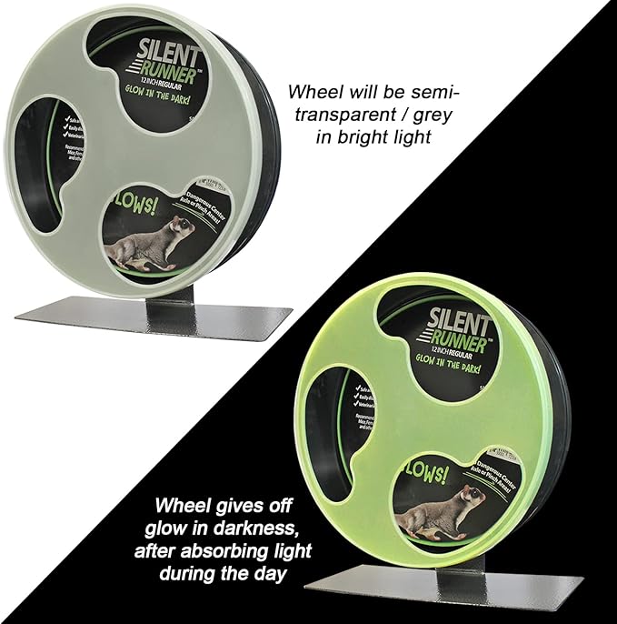 Silent Runner Glow Wheel - 12" Regular - Exercise Wheel (Wheel + Autoclean Track + Cage Attachment)