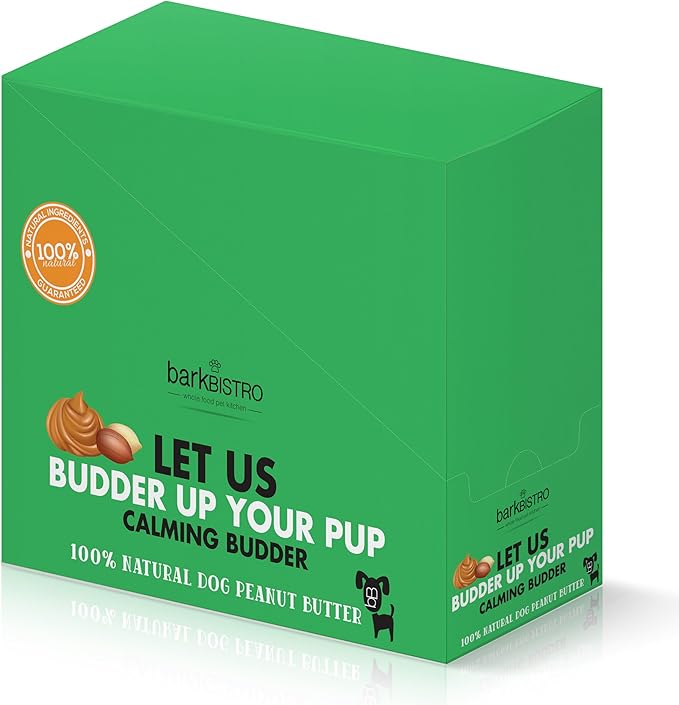 BUDDY BUDDER 6 Pack Relax Rover Dog Peanut Butter Squeeze Packs, Calming Dog Peanut Butter, Made in USA (4oz Each)