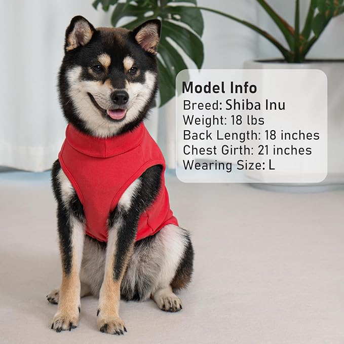 KYEESE 2Pack Dog Sweater Soft Lightweight Dogs Clothes Warm Pets Fleece Sweater Stretchy Pet Coat Turtleneck Dog Outfit for Small Dogs Boy Girl Comfy Sleeveless Doggie Sweatshirt Red,L