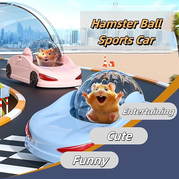 Hamster Exercise Ball Sports Car,Hamster Car with Detachable Transparent Ball,3 Modes Available,Suitable for Dwarf Hamsters Small Pet - Safe, Breathable and Cute (Blue + Pink, 5.7")