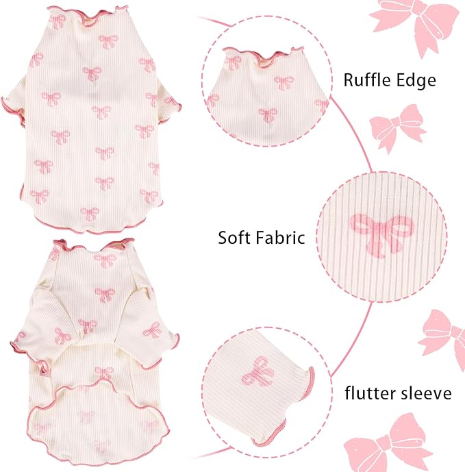 Small Dog Clothes Extra Small Dogs Spring Summer Dress Cute Soft and Breathable Outfits for Female Chihuahua Shih Tzu Yorkshire Puppy Cats (Pink, Small)