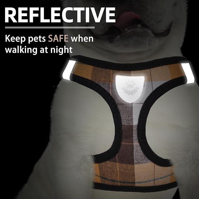 PUPTECK Adjustable Dog Harness Collar and Leash Set Step in No Pull Pet Harness for Small Medium Dogs Puppy and Cats Outdoor Walking Running, Soft Mesh Padded Reflective Vest Harnesses, Orange S