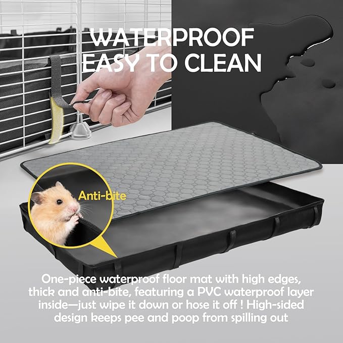 MEEXPAWS Guinea Pig Cages Small Animal Playpen with Waterproof PVC Liner & Washable Pee Pad & Storage Space, C&C Cage for Guinea Pigs, Hedgehog, Hamsters, Ferrets,Indoor Enclosure Wire Yard Playpen