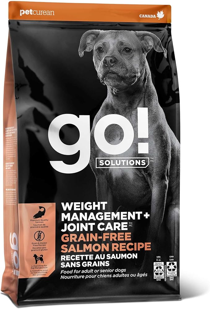 Go! Solutions Weight Management + Joint Care Salmon Grain-Free Dry Dog Food, Premium Kibble for Adults & Seniors with Added Glucosamine & Chondroitin for Healthy Mobility, 3.5 lb Bag