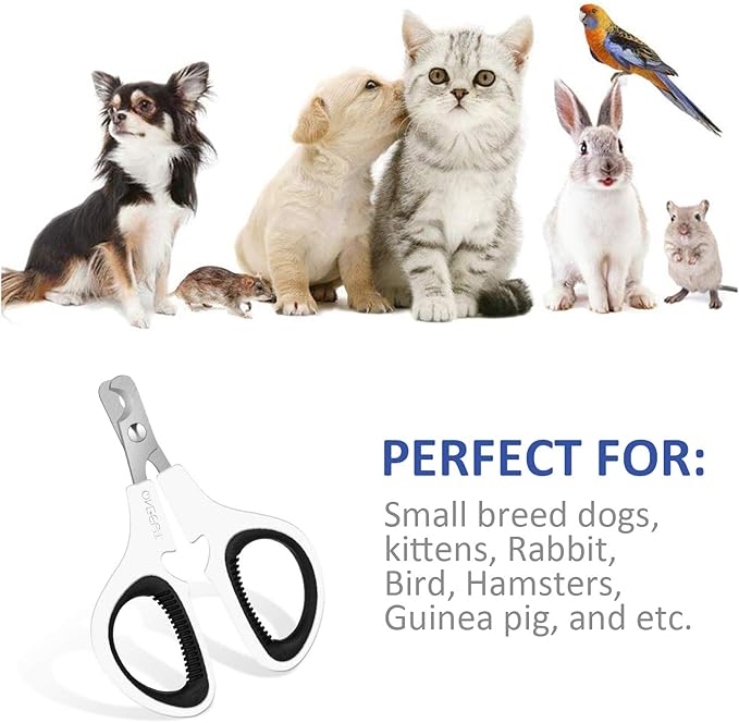 OneCut Pet Nail Clippers, Update Version Cat & Kitten Claw Nail Clippers for Trimming, Professional Pet Nail Clippers Best for a Cat, Puppy,Rabbit, Kitten & Small Dog,Sharp & Safe (Black)