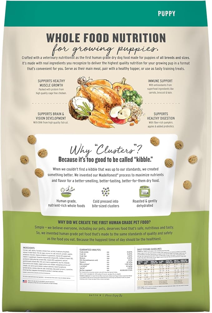 The Honest Kitchen Human Grade Whole Food Clusters Puppy Blend Dry Dog Food - Whole Grain Chicken & Oats, 20 Pound Bag
