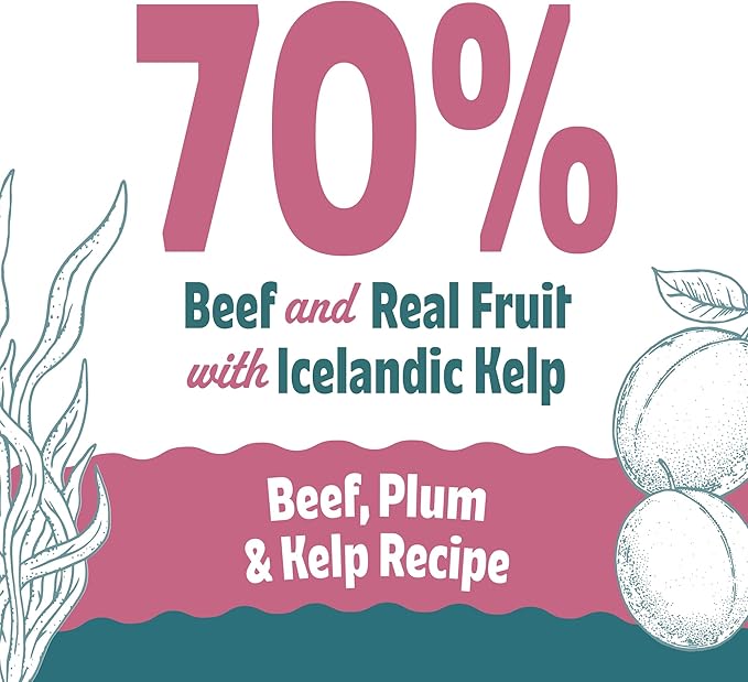 Icelandic+ Soft & Chewy Bites - Beef, Plum & Kelp - 2.8oz Dog Treats, 70% Meat & Fruit, Air-Dried, Limited Ingredients, Pet Snack, Grain Free