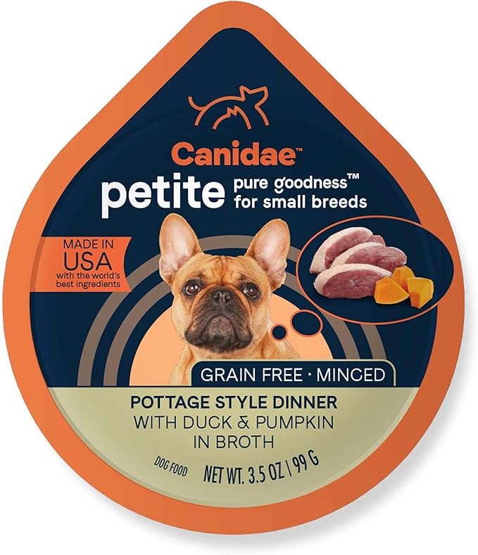 Canidae Pure Petite Premium Wet Dog Food for Small Breeds, Minced with Duck & Pumpkin, 3.5 oz, (Case of 12) Grain Free
