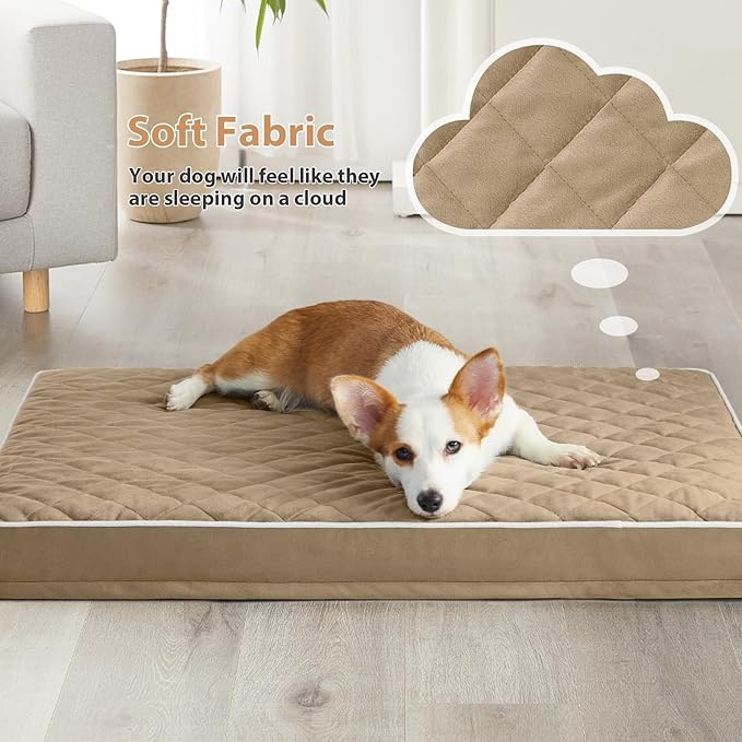 WNPETHOME Orthopedic Dog Bed for Crate, Waterproof Extra Large Dogs Bed with Removable Washable Cover, Multi-Needle Quilting Dogs Crate Beds