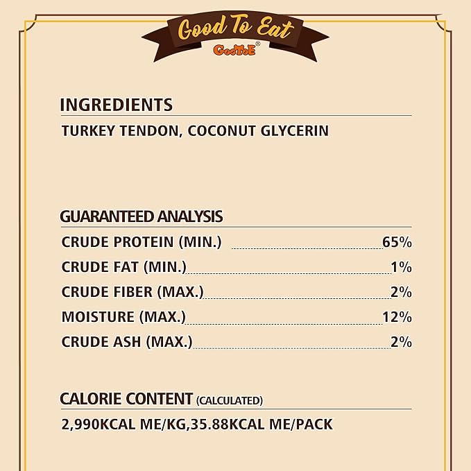 Gootoe Turkey Tendons for Dogs – All-Natural, Hypoallergenic Dog Treats, Rawhide Alternative, Long Lasting Puppy Chews, Healthy Dog Treats for Small Breeds, Rope (S), 16 oz Pack (1 lb)