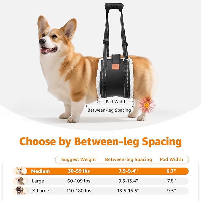 LOOBANI Dog Lift Harness for Back Legs, Portable Dog Sling for Large Dogs Hind Leg Support, Comfortable Leg Support Assistance for Elderly Dogs with Hip, ACL Brace, Senior, Injured
