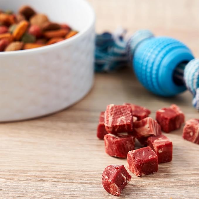 Oven Roasted Single Ingredient Treats for Dogs & Cats | Easy Chew (10.0 oz, Marbled Beef Cubes XXL)