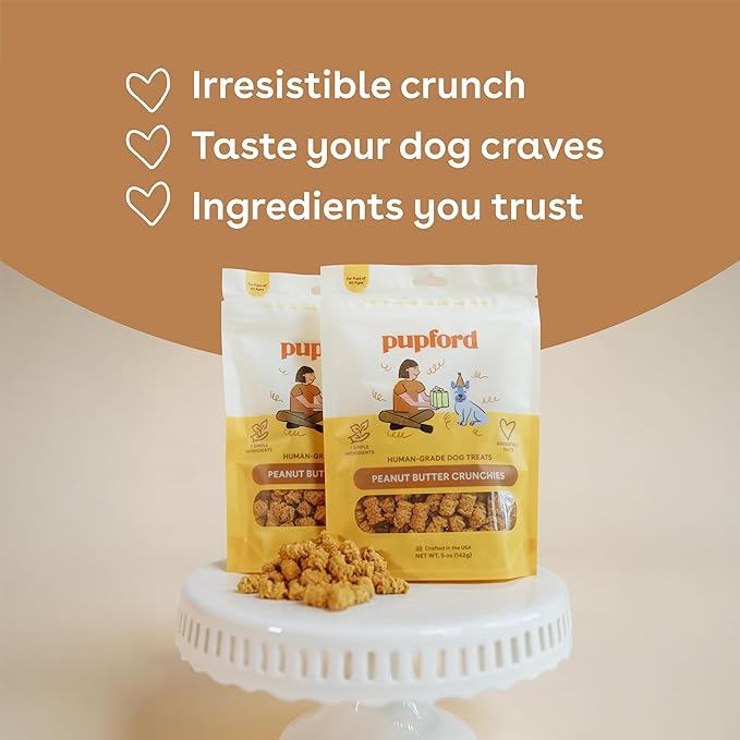 Pupford Peanut Butter Crunchies, All-Natural, Human-Grade Crunchy Treat for Dogs & Puppies (8 oz)