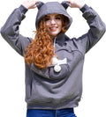 ALYC Unisex Hoodies Pet Holder Cat Dog Large Pouch Carriers Pullover with Cat Printing Sweatshirt (Dark Grey-S)