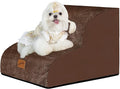 GoGoBunny Ramp Dog Stairs for Couch Sofa and Chair 11.8" H, 2-Step Pet Steps for Small Dogs and Cats, Non-Slip Waterproof Fabric Cover, Stable and Balanced Indoor Step, Pets Friendly, Brown