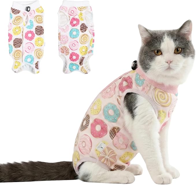 Cat Recovery Suit After Surgery, Anti Licking Onesie Postoperative Shirt for Female Spay Male Neuter, Soft Breathable Bodysuit Pajamas for Abdominal Wound Kitten E-Collar & Cone Alternative