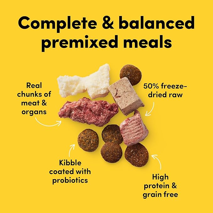 Raw 50% Freeze Dried Dog Food RawMix50 Beef Organs, High Protein, Grain-Free Kibble, No Corn or Wheat, Complete and Balanced, 2lb