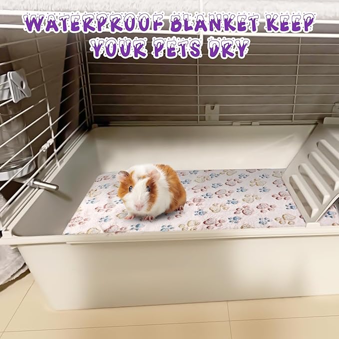 YUEPET Waterproof Guinea Pig Blankets Washable 3 Pack Small Animal Fleece Cage Liners Pet Soft Sleep Mat Pad Cover Warm Flannel Throw for Hamster Guinea Pig Rabbit Chinchilla Hedgehog Ferret 23"×16"