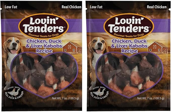 Lovin Tenders Chicken Duck & Liver Kabobs Dog Treats (2 Pack - 7 oz per Pack)