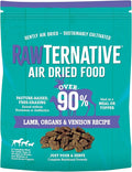 RawTernative Air Dried Dog Food, High Protein, Over 90% Real Lamb, Organs, & Venison + New Zealand Green Mussels, Complete Meal or Topper, Grain Free, Gluten Free, Non GMO, (5 oz Bag)