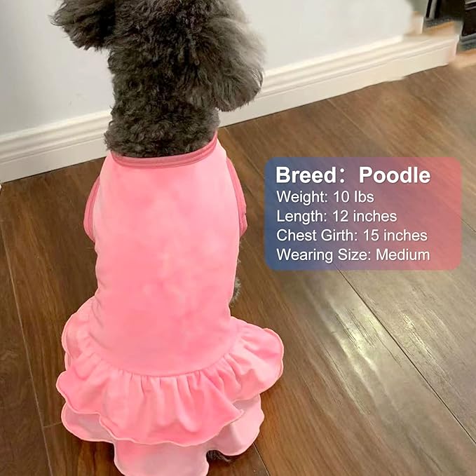 cyeollo 2 Pack Dog Dresses Spring Summer Dog Clothes Dress Breathable Pet Dresses for Small Dogs Girl, Tie Dye Medium