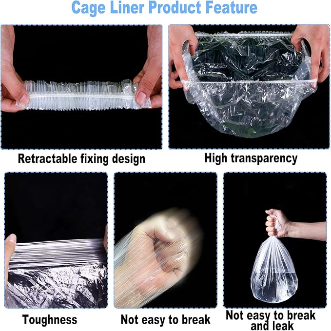 150Pcs Disposable Rabbit Cage Liners, 26'' X 18'' Plastic Bunny Cage Liner Bag Clear Guinea Pig Toilet Film, Stretch Pet Crate Tray Covers for Bunnies Ferret Chinchilla Bird Small Animal