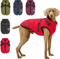 Warm Dog Winter Coat, Fashion Pet Cold Weather Jacket with Built-in Harness, Reflective & Adjustable Comfortable Pet Vest, Windproof Apparel for Small Medium Large Dogs (Red)