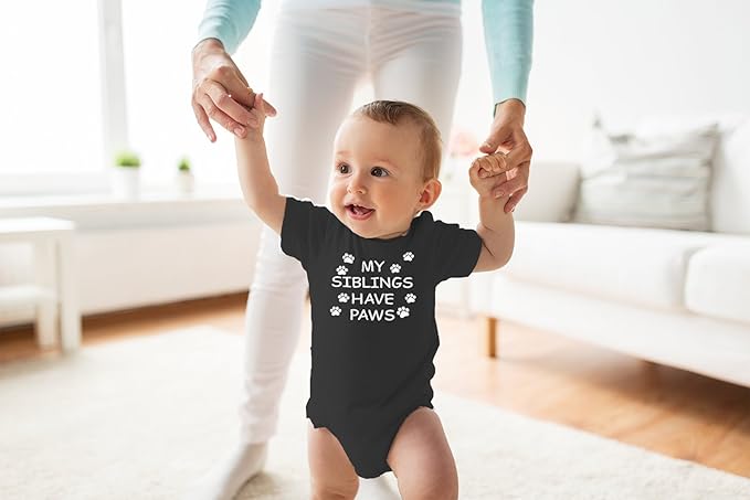 My Sibling have Paws - Funny Baby Essentials Bodysuit - Cute Newborn Outfit Boy Girls Clothes