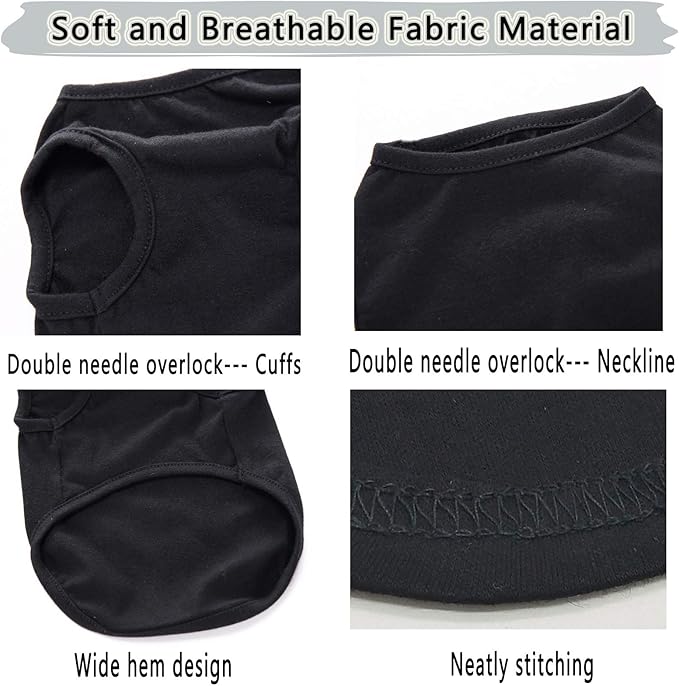 Dog Shirts Puppy Clothes for Small Dogs Boy, Pet T-Shirts Doggy Vest Apparel, Comfortable Summer Shirts Beach Wear Clothing, Outfits for Medium Dog, Kitty Cats, Soft Cotton Tops ((Black XL)