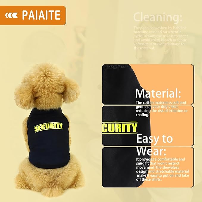 Discover Cozy Cotton Canine Wear: Soft, Lightweight, and Breathable Dog Shirt Vest with Eye-Catching Graphics(Security), Keeping Your Furry Friend Warm and Comfy! Grey L