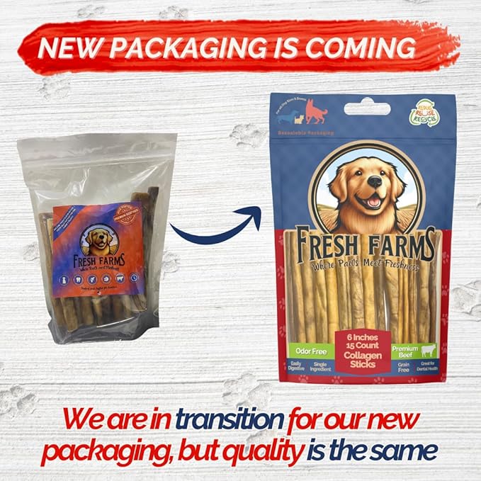 Natural Collagen Sticks for Dogs 5 Pack - 12 Inches – Long-Lasting Alternative to Bully Sticks, Rawhide-Free Collagen Chews w/Chondroitin & Glucosamine for Joint Support & Dental Health