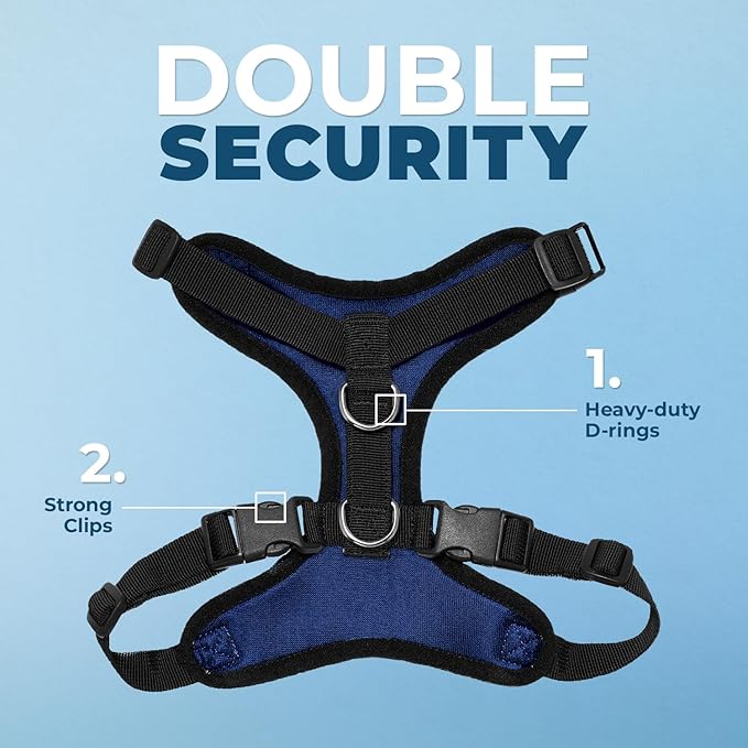 Voyager Step-in Pet Harness - All Weather Mesh, Adjustable Step in Harness for Cats and Dogs by Best Pet Supplies - Royal Blue/Black Trim, L