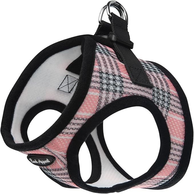 Bark Appeal Pink Plaid Step-in Dog Harness for XS to Small Sized Pets – Updated Sizing, Re-Measuring is Essential – Soft Vest Harness – Anti-Choke with Adjustable Strap & Heavy Duty Clip – S