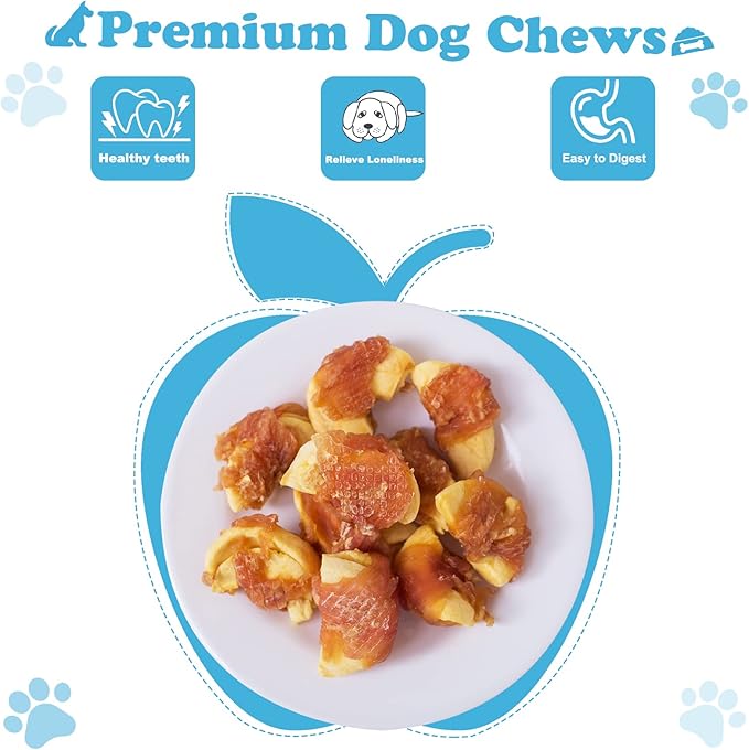 Chicken Wrapped Apple Dog Treats with Real Chicken and Apple, Soft and Chewy Training Snacks for All Dog Sizes, 0.5lb/227g