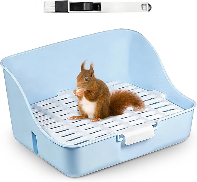 Large Rabbit Litter Box Bunny Potty Plastic Square Training Corner Litter Box, Bedding Toilet for Adult Ferret Hamster Guinea Pig, 11.4" L x 9.4" W x 6.3" H High Sided Pet Litter Tray