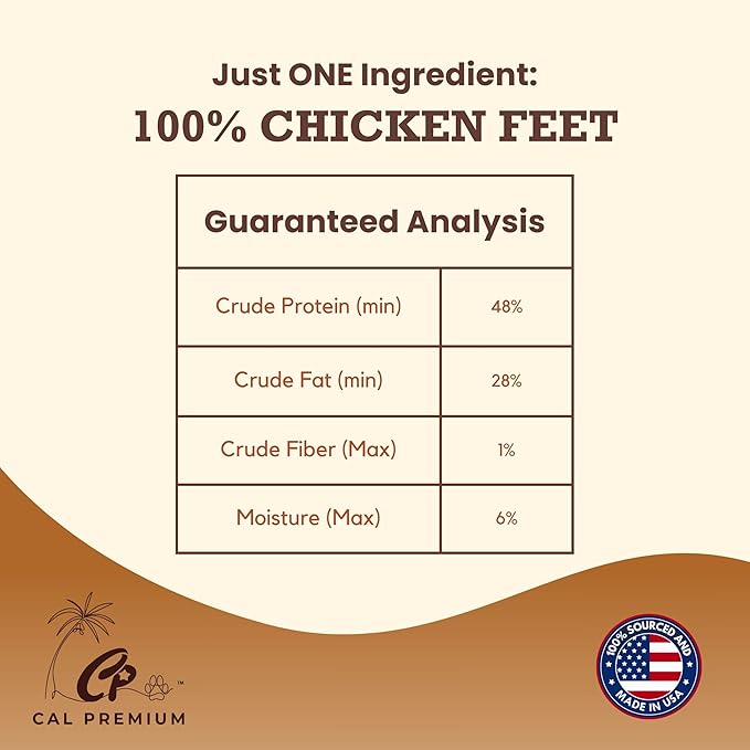 Natural Chicken Feet for Dogs - 100% USA Sourced and Made - Single Ingredient - High Protein, Low Calories - Slow-Roasted Dog Chews (100 Counts)