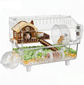 Acrylic Hamster Cage,8 in 1 Clear Transparent Habitat with All Accessories, Multi-Level Small Animal Enclosure with 2-Layer Platform、Hideout、Exercise Wheel、Bath、Bowl and Wheel、Bottle（17 * 13.4 * 11“）
