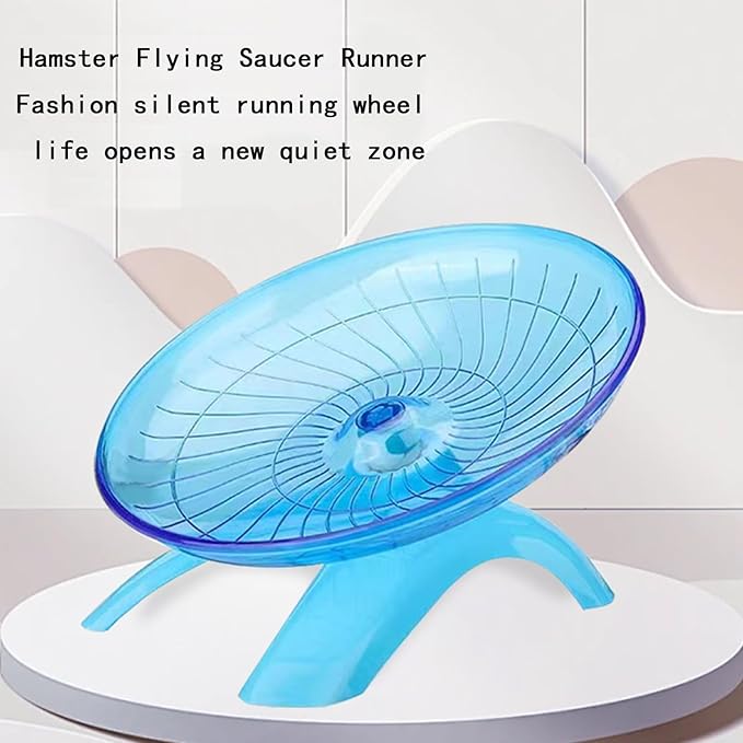 Hamster Flying Saucer Silent Running Wheel, 7 Inch, Suitable for Guinea Pigs, Hamsters, Hedgehogs and Other Small Animals to Ensure Safe Exercise（Blue）