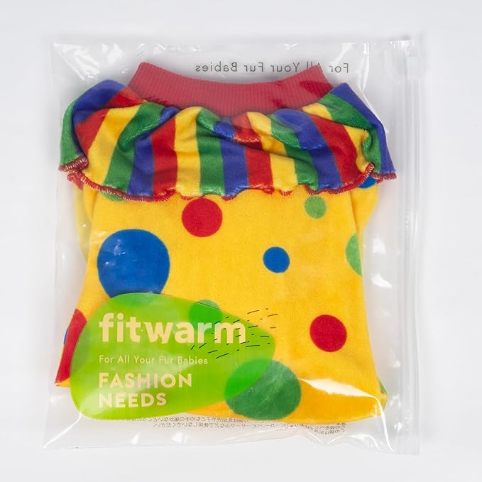 Fitwarm Halloween Dog Clown Costume, Funny Clothes for Small Dogs Girl Boy, Pet Outfit, Yellow, Medium