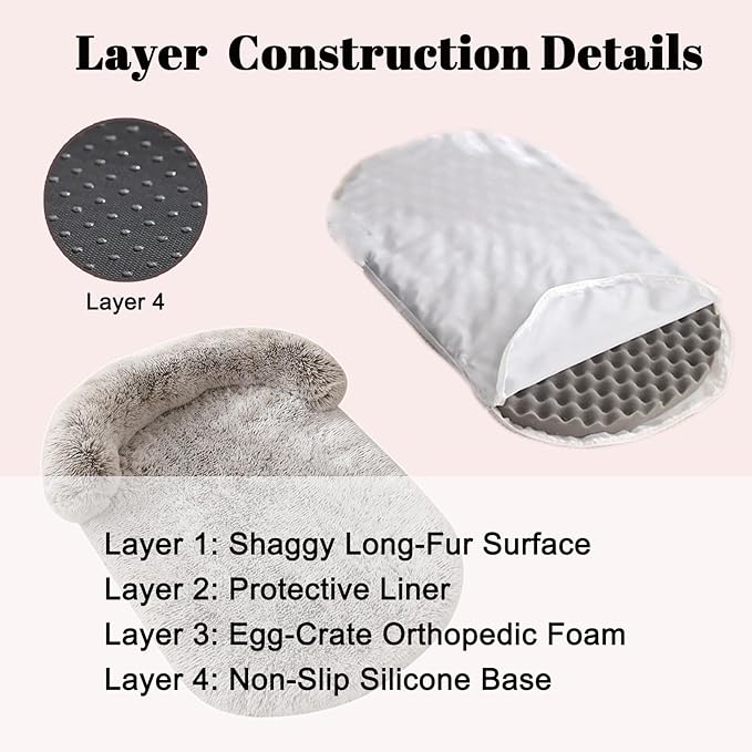 Calming Dog Beds for Medium Large Dogs, Orthopedic Cushion Plush Dogs Lounge Sofa with Washable Removable Cover, Anti-Anxiety Soft Faux Fur Fits up to 40 lbs Pets (Oval, Marble Grey 32"x24")