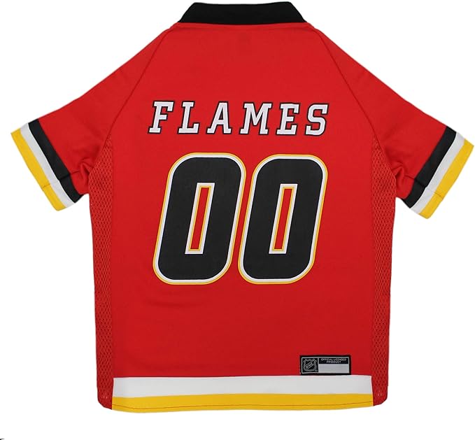 NHL Calgary Flames Jersey for Dogs & Cats, Small. - Let Your Pet Be A Real NHL Fan!