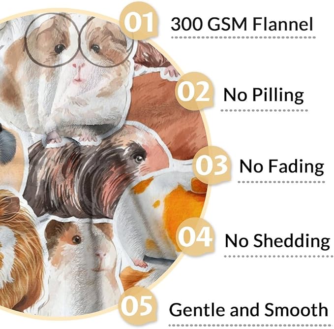 Guinea Pig Blanket - Soft, Fuzzy & Warm - 40"x50" Small Blanket for Couch, Sofa - Colorful Cute Throw Gifts for Adults, Kids