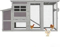 GUTINNEEN Chicken Coop with Wheels, Lagre Hen House with Run, Portable Chicken Cage with Nesting Box, Waterproof Roof and Metal Tray for 4-6 Chickens,Mobile Chicken Tractor, 74.9" L