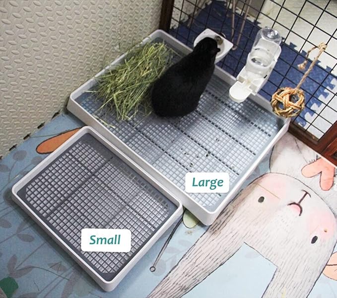 Petlex 22x18 inches Rabbit Litter Box with Grate, Extra Large Rabbit Litter Pan for Cage, Bunny Restroom Litter Tray Small Animals Toilet Potty Trainer for Hamster Ferret Rats Guinea Pigs Hedgehog
