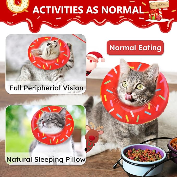 Hpetppy Cat Cone Collar Soft, Cat Recovery Collar for Wound Healing Cute Donut Adjustable Kitten Cones to Stop Licking Comfortable Lightweight Neck Elizabethan Collars for Kittens After Surgery