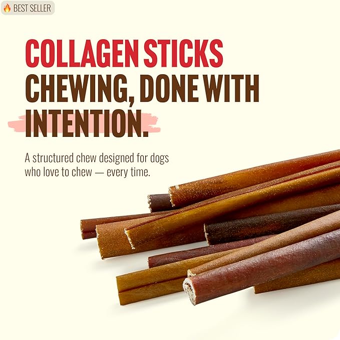 Natural Farm Collagen Sticks (6 Inch, 15 Pack). Odor-Free, 95% Natural Collagen Dog Chews, Supports Healthy Joints, Skin & Coat - Best Rawhide Alternative for Small & Medium Dogs